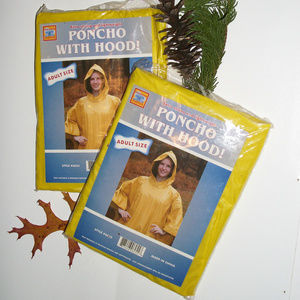 Set of 2 NIP Yellow Rain Ponchos with Hoods